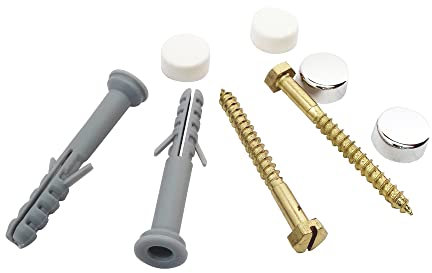 SOMATHERM FOR YOU - Lot de 2 fixations pour cuvette de WC 8x60mm avec caches pour une finition esthétique banc ou chromé