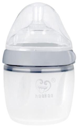 Haakaa Generation 3 Silicone Baby Bottle, 160 ml Capacity, Grey