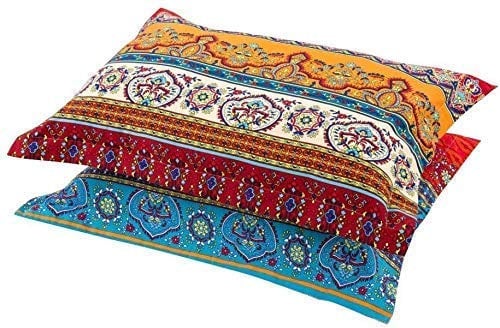 Lanqinglv 2 Set Bohemian Indisch Kissenbezug 80x80 cm-100g Mikrofaser Hochwertiges Kopfkissen Vintage Boho Kissenbezüge