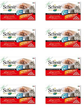 Schesir Cat Jelly Thunfisch mit Garnele, Katzenfutter nass in Gelee, 8 x 6 Dosen x 50 g