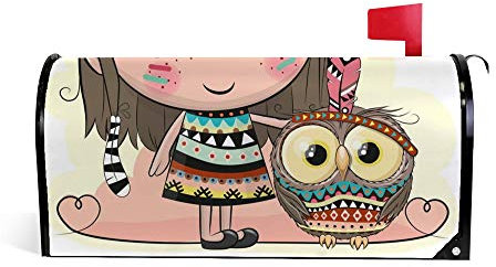 RuChen - Cover per cassetta delle lettere con gufo e ragazza
