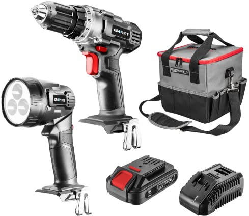 Set Schraubendreher + Tasche + Taschenlampe und Akku 18 V Li-ion