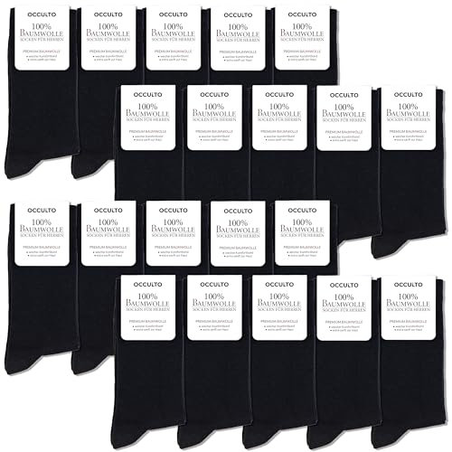 Occulto calze uomo 100% cotone pacco da 10-20 (modello: Ingo) 39-42 20 Paia | Nero