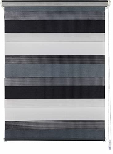 ondeco Doppelrollo Klemmfix Duo Rollo für Fenster ohne Bohren, Sonnenschutz Plisseerollo lichtdurchlässig und Blickdicht Grau-Anthrazit 80x210 cm