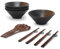 Ramen Soup Bowl Set, Japanese Ceramic Noodle Bowl with Spoons and Chopsticks for Pho, Udon Rice and Salad, Traditional Hand-Made Gift (Sunset, 4×700ml)