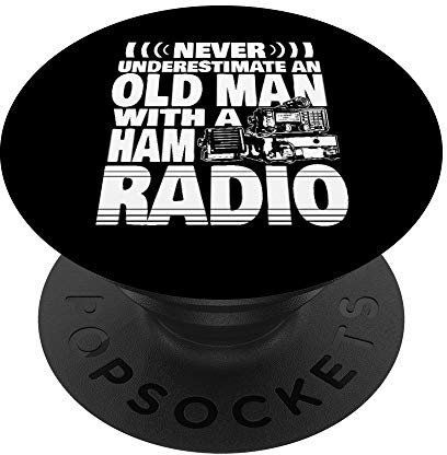 Never Underestimate an Old Man with a Ham Radio Dad PopSockets PopGrip: Ausziehbarer Sockel und Griff für Handys/Tablets mit Tauschbarem Top
