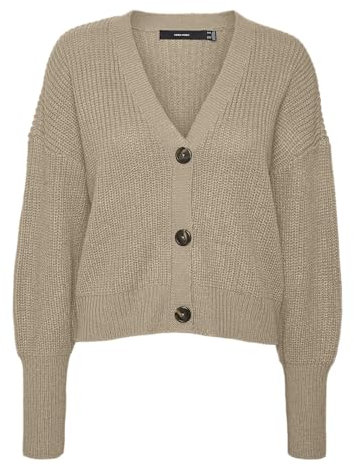VERO MODA Vmlea Ls V-neck Cuff Cardigan Noos, Maglione Donna, Nomad, XS