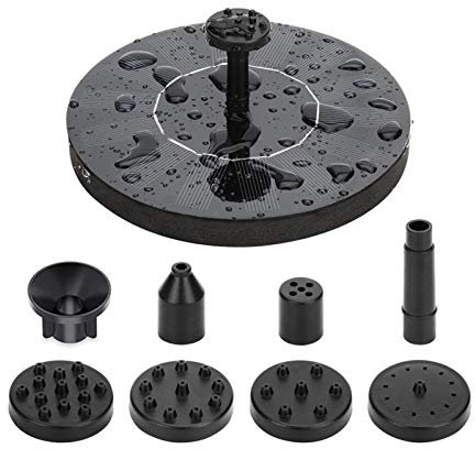 Yiida Fontaine solaire - Pompe à eau de jardin avec panneau solaire de 1 W - Pompe à fontaine flottante avec 6 styles de fontaine - Pour jardin, bain d'oiseaux, bassin