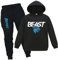 Berühmtes YouTube-Gamer-Logo, aufgerissene Lightning-Katze, bedruckter Kapuzenpullover und Hose, 2 Stück/Sets, Schwarz , 12-13 Jahre