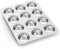 P&P CHEF Muffin Pan Cupcake Baking Pan Set, Stainless Steel Muffin Tin Tray for Mini Cake Tart Quiche, Oven & Dishwasher Safe, Non-toxic & Heavy-duty, (12 Cup, 1Pc)