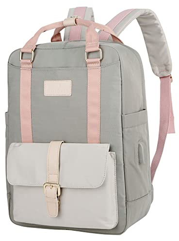 Nordace Eclat - Zaino leggero per computer portatile, con porta di ricarica USB, per tutti i giorni, per il tragitto o il lavoro, 15,6 pollici, grigio, M, Zaino da viaggio