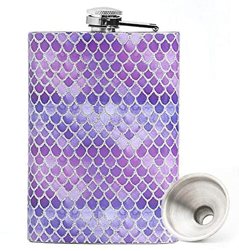 Flasque sirène en acier inoxydable de 236,8 g avec flasque à whisky pour femme, excellente idée cadeau (violet)
