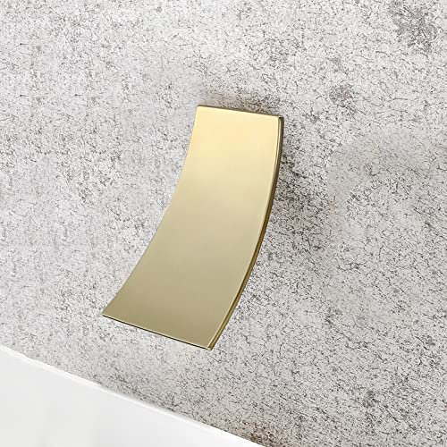 Bec de Baignoire Mural Cascade Bec de Robinet Chrome Buse de Sortie Cascade pour Baignoire en Laiton Robinet de Buse Mural-Or Brossé