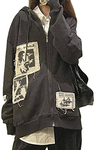 FeMereina Sudadera a rayas para mujer, suéter de gran tamaño, suéter de punto de manga larga, Y2K Streetwear