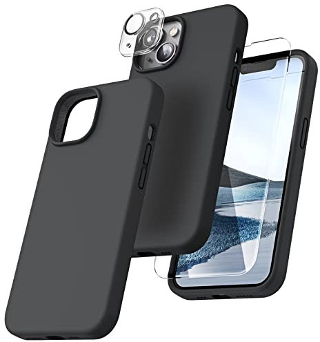 TOCOL Silicone for iPhone 14 Case 6.1-Inch, Liquid Silicone Multi-Color Slim Silky-Soft Touch Anti-Scratch Shockproof Protective Phone Cover, Black