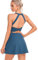 gofiep Damen-Tenniskleid mit integrierten Shorts und BH, Workout-Kleid, Golf-Sportkleid für Frauen, Blau, Klein