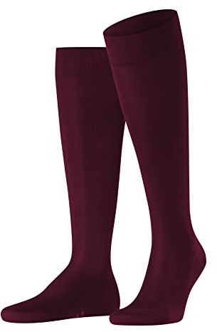 FALKE Men's Tiago M Kh Fil D'Écosse Cotton Long Plain 1 Pair Knee-High Socks, Red Barolo 8596, 5.5-6.5