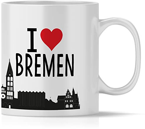 OWLBOOK® I love Bremen Tasse mit Spruch Geschenke Geschenkideen als Erinnerung oder Mitbringsel von einer Reise für Männer und Frauen zum Geburtstag Keramik 300 ml