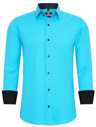 R-Neal Business-Hemd Herren Kontrast Hemd Hochzeit-Hemd Slim Fit Hemden Stretchhemd S - 4XL G44