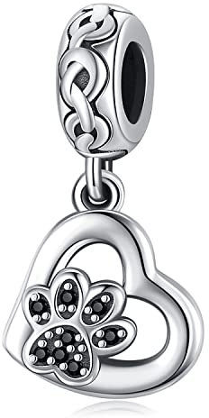 Pandora Charms Hund 925 Sterling Silber Charm Hundepfote für Armband Herz Pfote Charm Zirkonia für Anhänger Armband
