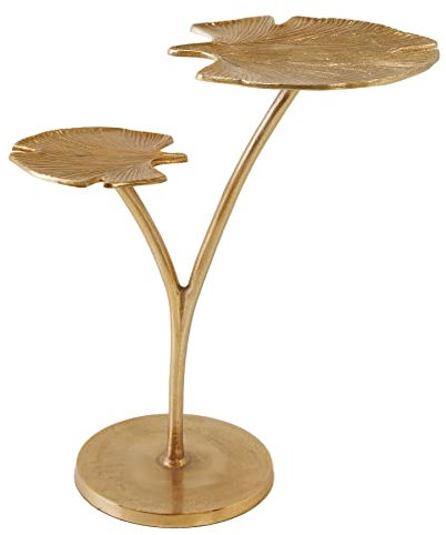 riess-ambiente.de Dekorativer Beistelltisch Ginkgo Leafs 56cm Gold Handmade Metall