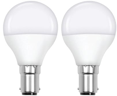 B15 Small Bayonet Cap Fitting LED Light Bulb, 4.9W 40 watts Equivalent, Energy Saving, Golf Ball G45 Light Bulbs, Warm White 2700K, Long-Lasting, Bright Led Bulbs, 470 Lumen, Non-Dimmable, Pack of 2