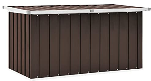 FIRBNUS Truhe für den Außenbereich, groß, braun, 129 x 67 x 65 cm, Gartenbank aus verzinktem Stahl und Kunststoff
