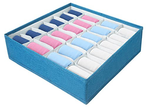 AiQInu Schubladen Organizer für Socken und Unterwäsche,24 Zellen Faltbare Schubladen Ordnungssystem Kleiderschrank Schublade Divider Organizer zum Unterwäsche, Socken, Krawatten, Gürtel