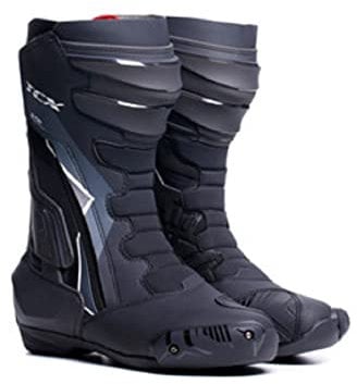 TCX - S-TR1, Stivale da Moto Donna, Stivali Sportivi, Tomaia in Microfibra, Chiusura con Zip Elastica Laterale e Velcro, Nero/Bianco Perla