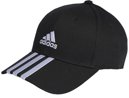 adidas Unisex 3-Stripes Cotton Twill Baseball Cap, Black/White, XXS