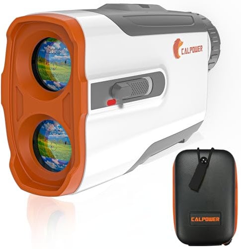 CALPOWER Golf Rangefinder with Slope - 7X Magnification 1200 Yards Waterproof Laser Golf Rangefinder with Magnet - Flag Lock Vibration Rechargeable