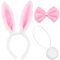 Balinco Hase Kostüm Damen Sexy, Hasenkostüm Frauen, Bunny Girl Cosplay, Hasen Verkleidung, Kaninchen, Hasenohren, Hasenschwanz Puschel, Fliege, Halloween, Karneval, Weiß Pink