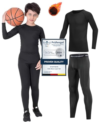 Startseite Kids Base Layer - Athletic Kids Thermal Long Sleeve Top and Leggings Compression Set for Sport Football Basketball Ski