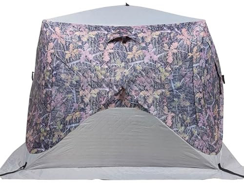 SchAan Fishing Tent Shelter Zelt Angeln Shelter Fishing Tragbares, baumwollfestes Eisangelzelt mit Zwei Türen und Vier Fenstern für 3–4 Personen und Kamin