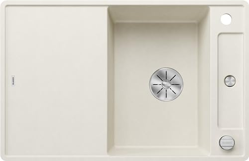 BLANCO AXIA III 45 S-F | Granitspüle aus SILGRANIT softweiß | mit | [77x50x20,2 cm] | für 45 cm breite Unterschränke | mit Glasschneidbrett | Reinigungsfreundlich | Einbauart: Flächenbündig