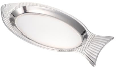 MAGICLULU Piatto di Pesce per Barbecue teglia Piatto da Torta bistecchiera Antiaderente teglie da Forno Piatto Creativo a Forma di Pesce Piatto da Portata di Pesce Ovale Vassoio di Frutta