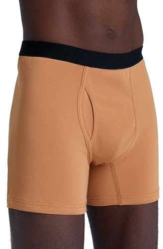 ALBERO NATUR Herren Boxershorts Bio-Baumwolle Pants Unterhose mit Eingriff (DE/NL/SE/PL, Alphanumerisch, L, Regular, Regular, Zimt)