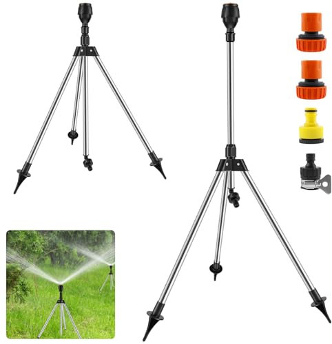 Keyohome Adjustable Tripod for Garden Sprinklers, 360° Rotating Irrigation Watering Sprinkler, Automatic Rotating Tripod Sprinkler, 53.3 to 89.5cm Height Adjustable Garden Sprinkler(B)