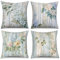 ASDCXZ Blumen Kissenbezug 40x40 cm 4er Set, Retro Streifen Blau Gelb Rose Blumen Blätter Sofa Dekokissen Kissenbezüge Kissenhülle Waschbar Polyester Flachs Textil Outdoor Kopfkissenbezug Kissen Bezug