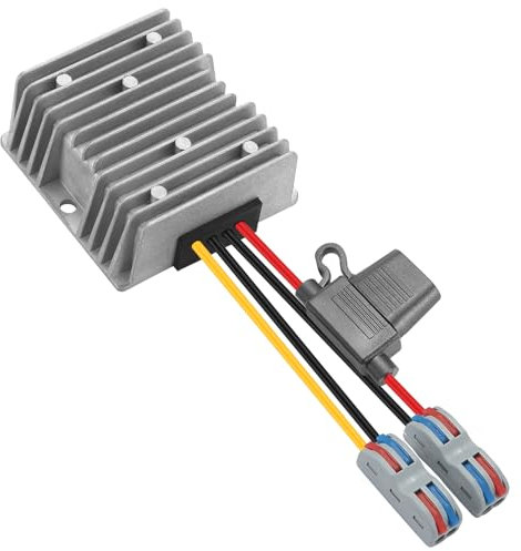 YABOANG Convertisseur DC-DC, convertisseur de Tension 12V à 24V 15A 360w Max avec fusible étanche et bornes de câblage, régulateur Automatique de réduction de Tension, pour Moteurs