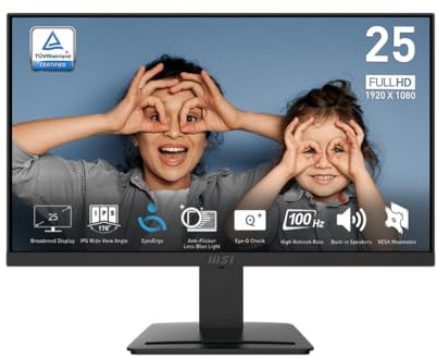 MSI PRO MP253P 24.5 IPS Computer Monitor 1920 x 1080 (FHD), 100Hz, Adaptive Sync, HDMI, Display Port, VGA Port, VESA Mount, Tilt, Height Adjustable, Speaker
