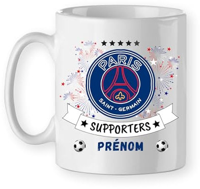 Mug tasse foot football cadeau fan psg personnalisé avec un prénom