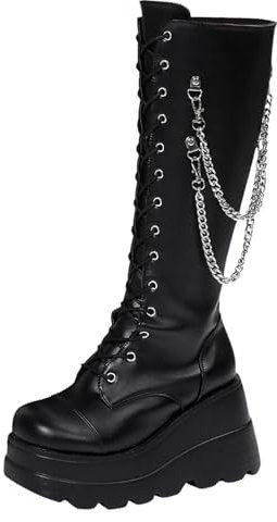 Stivali da Moto Stivaletti Donna con Tacco E Plateau Discoteca Anfibi Donna Stivaletti Donna Stivali Estivi Donna Traforati Morbidi Stivali Alti Ginocchio Stivali Estivi Donna