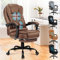 ALFORDSON Chair Bürostuhl, Computer-Schreibtischstuhl, Gaming-Stuhl, ergonomisches Hochlehnerkissen, Lordosenstütze mit Rollen, bequemer Rennsitz, verstellbar, drehbar, rollbar, Leder, Braun