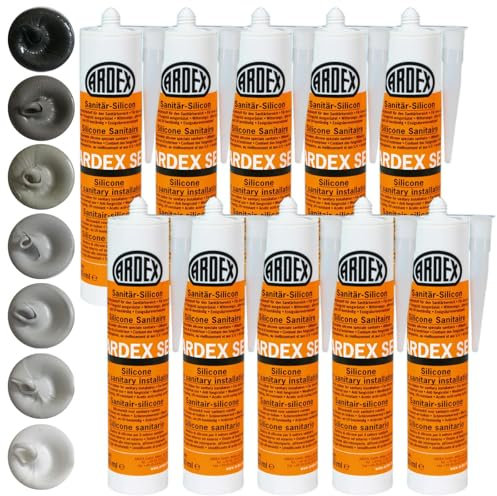 Ardex SE Sanitärsilikon für wasserdichtes verfugen speziell im Bad, WC und Dusche mit Anti-Schimmel (Bahamabeige, 10 x 310 ml)