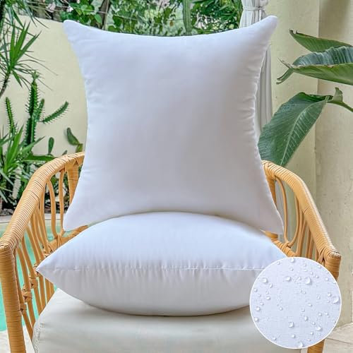 OTPIPCS Wasserdicht Kissenfüllung 50 x 50 cm 2er Set Outdoor Kissen für Couch Gartenmöbel Patio Kissen Weiße Quadratische Kopfkissen Große Sofa Dekorative Zierkissen
