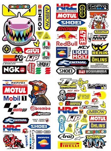 4 Pictures Motorcycle Stickers Waterproof Racing Sticker Funny MTB Stickers Car Sticker Vinyl Decal Sticker for Motorcycles Cars Helmets Skateboards Laptop Decorating