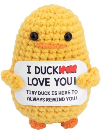 TOYMIS Valentinstagsgeschenk für Sie und Ihn, Ich Liebe Dich Lustige Häkelente Positive Ente Gestrickte Ente Handgemachte Kleine Süße Puppe Enten Geschenke für Freund Freundin Geburtstag Jahrestag