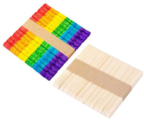 SEWOART 100stücke Holz Eisstiele Bunte Eisstiele Aus Holz Für Eis Am Stiel Handgemachte Zum Basteln Und Dekorieren