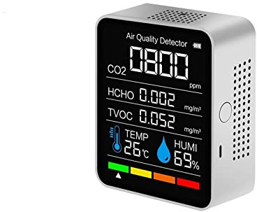 Air Quality Detector, Carbon Dioxide Detector CO2 Smart Digital Meter Indoor Temperature Humidity Sensor Tester Air Quality Monitor for Home Office School(Bianco)